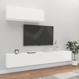 Berkfield Home 3 Piece TV Cabinet Set White Engineered Wood - thumbnail 1