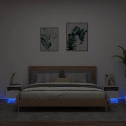 Berkfield Home Bedside Cabinets with LED Lights 2 pcs White 40x39x37 cm - Size: 40 x 39 x 37 cm - thumbnail 1