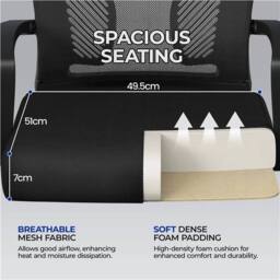 KORVIXA Mesh Office Chair Adjustable Swivel Computer Desk Chair in Black - Size: 0.6m2 - thumbnail 5