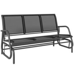 OUTSUNNY 3-Seat Glider Rocking Chair for 3 People Garden Bench Patio Furniture in Black - thumbnail 2