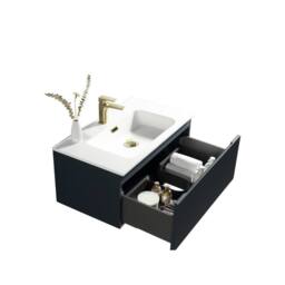 Bathroom Kingdom Flauto Midnight Wall Hung Basin Drawer Vanity 800mm in Navy - thumbnail 2