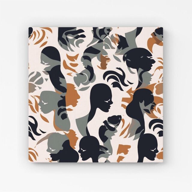 Warren Reed - Designer Abstract Grey Brown Silhouette Canvas - Size: w10 inch x h10 inch - image 1