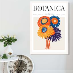 ARTZE Orange & Blue Gerbera Daisies Flower Market Exhibition Framed Print SIZE: A3 with White Frame - Size: A4 - thumbnail 2