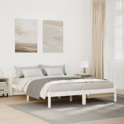 Berkfield Home Decorative Extra Long Bed Frame without Mattress White 140x220 cm - thumbnail 2