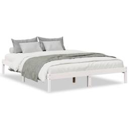Berkfield Home Decorative Extra Long Bed Frame without Mattress White 140x220 cm - thumbnail 3