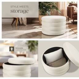 tectake Storage Stool Altu in Cream - thumbnail 5