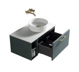 Bathroom Kingdom Piatta Smoked Sage Wall Hung Basin Vanity 800mm in Teal - thumbnail 2