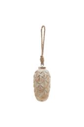 KDMD Antique White Wash Pine Cone Bauble - Rustic Holiday Ornament in Brown