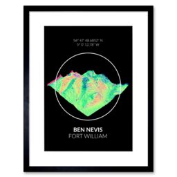 "Artery8 Wall Art Print Ben Nevis Mountain Topography Highland Scotland Framed Art in Black - Size: W7"" x H9""" - thumbnail 1