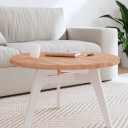Berkfield Home Table Top Ã˜70x2.5 cm Round Solid Wood Beech in Brown - Size: 70x2.5 cm - thumbnail 1