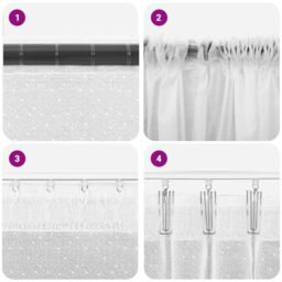 Berkfield Home Curtains with Curtains Floral White 600 x 140 cm Polyester - thumbnail 5