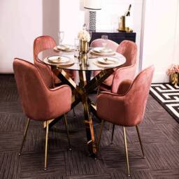 Lemon Pavilion Furniture Lara Dining Chair (Pack of 2) - Vintage Pink with Gold Legs - Size: 1 Pack - thumbnail 4