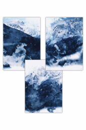 ARTZE Set of 3 Abstract Navy Blue Mountains Art Posters - Size: W50 cm x H70 cm - thumbnail 1