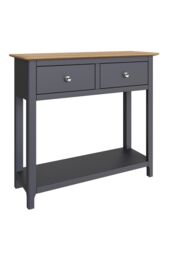 FWStyle 2 Drawer Console Table Graphite Blue Large Oak Top Painted Finish - thumbnail 2