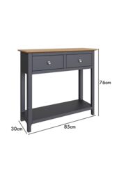 FWStyle 2 Drawer Console Table Graphite Blue Large Oak Top Painted Finish - thumbnail 5