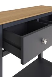 FWStyle 2 Drawer Console Table Graphite Blue Large Oak Top Painted Finish - thumbnail 4