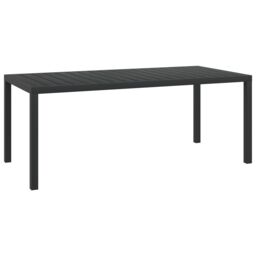 Berkfield Home Garden Table Black 185x90x74 cm Aluminium & WPC - Size: 185 x 90 x 74 cm - thumbnail 1