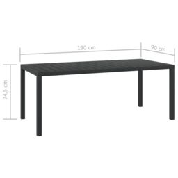 Berkfield Home Garden Table Black 185x90x74 cm Aluminium & WPC - Size: 185 x 90 x 74 cm - thumbnail 5