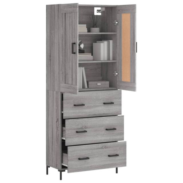 Berkfield Home Highboard Grey Sonoma 69.5x34x180 cm Engineered Wood - image 1