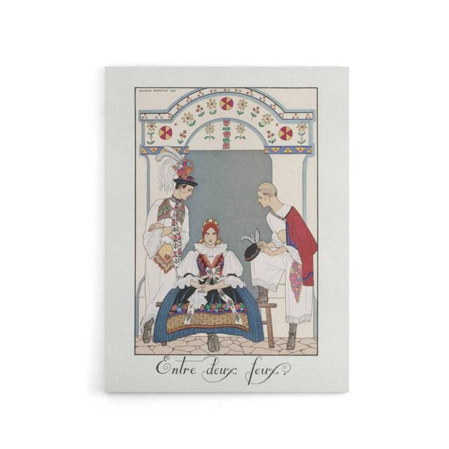 "Artery8 Between Two Flames Czech Fashion Barbier Vintage Canvas Wall Art in White - Size: W18"" x H24""" - image 1