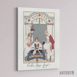 "Artery8 Between Two Flames Czech Fashion Barbier Vintage Canvas Wall Art in White - Size: W18"" x H24""" - thumbnail 2