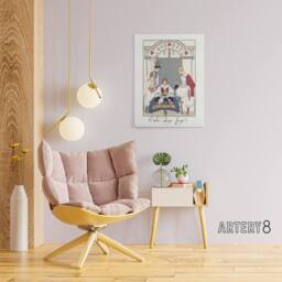 "Artery8 Between Two Flames Czech Fashion Barbier Vintage Canvas Wall Art in White - Size: W18"" x H24""" - thumbnail 3