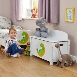 Liberty House Toys Dinosaur Wooden Toy Box in White