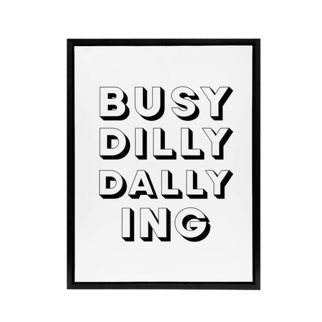 "Artery8 Busy Dilly Dallying Minimalist Black White Funny Framed Canvas Art - Size: W12"" x H16""" - image 1