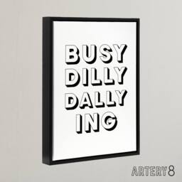 "Artery8 Busy Dilly Dallying Minimalist Black White Funny Framed Canvas Art - Size: W12"" x H16""" - thumbnail 2