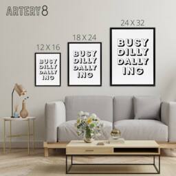 "Artery8 Busy Dilly Dallying Minimalist Black White Funny Framed Canvas Art - Size: W12"" x H16""" - thumbnail 4