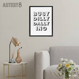 "Artery8 Busy Dilly Dallying Minimalist Black White Funny Framed Canvas Art - Size: W12"" x H16""" - thumbnail 3