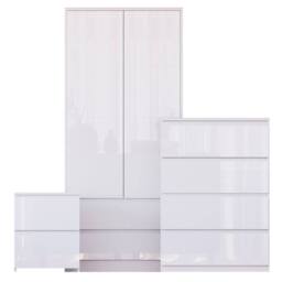 HD Designs Vida Designs Glinton 3 Piece Bedroom Set (2 Drawer Bedside Chest, 4 in White - thumbnail 2