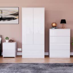 HD Designs Vida Designs Glinton 3 Piece Bedroom Set (2 Drawer Bedside Chest, 4 in White - thumbnail 1