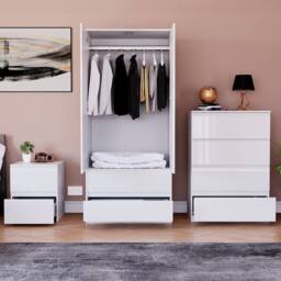 HD Designs Vida Designs Glinton 3 Piece Bedroom Set (2 Drawer Bedside Chest, 4 in White - thumbnail 3