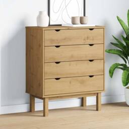 Berkfield Home Beautiful Drawer Cabinet OTTA 76.5x39.5x90cm Solid Wood Pine in Light Brown - Size: 76.5x39.5x90 cm - thumbnail 2