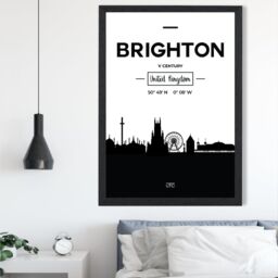 ARTZE Brighton Black & White City Skyline Framed Print SIZE: A2 with Black Frame - Size: A4 - thumbnail 2