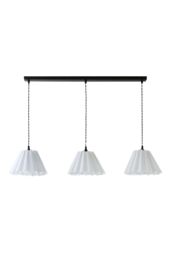 ValueLights Lauren White Pleated 3 Drop Bar Matte Black Diner Ceiling Pendant Light with Bulbs - thumbnail 6