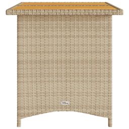 Berkfield Home Garden Table with Wooden Top Beige 110x68x70 cm Poly Rattan - Size: 110 x 68 x 70 cm - thumbnail 5