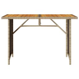 Berkfield Home Garden Table with Wooden Top Beige 110x68x70 cm Poly Rattan - Size: 110 x 68 x 70 cm - thumbnail 4