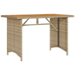 Berkfield Home Garden Table with Wooden Top Beige 110x68x70 cm Poly Rattan - Size: 110 x 68 x 70 cm - thumbnail 2