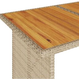 Berkfield Home Garden Table with Wooden Top Beige 110x68x70 cm Poly Rattan - Size: 110 x 68 x 70 cm - thumbnail 8