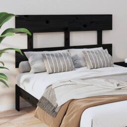 Berkfield Home Bed Headboard Black 124x3x81 cm Solid Wood Pine - Size: 124 x 3 x 81 cm - thumbnail 2