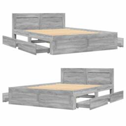 Berkfield Home Bed Frame with Headboard without Mattress Grey Sonoma 120x200 cm - Size: Small Double - thumbnail 8