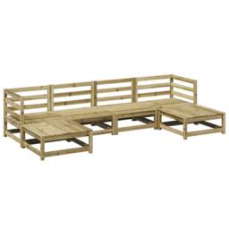 Berkfield Home 6 Piece Garden Sofa Set Impregnated Wood Pine in Brown - thumbnail 2