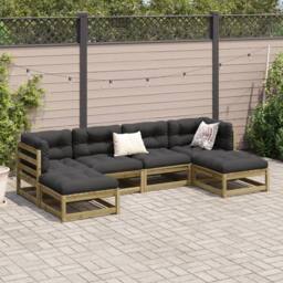 Berkfield Home 6 Piece Garden Sofa Set Impregnated Wood Pine in Brown - thumbnail 3