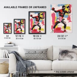 "Artery8 Boxer Sport Portrait Boxing Gloves Colourful Bold Wall Art Print - Size: W18"" x H24""" - thumbnail 3