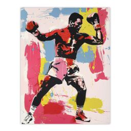 "Artery8 Boxer Sport Portrait Boxing Gloves Colourful Bold Wall Art Print - Size: W18"" x H24""" - thumbnail 1