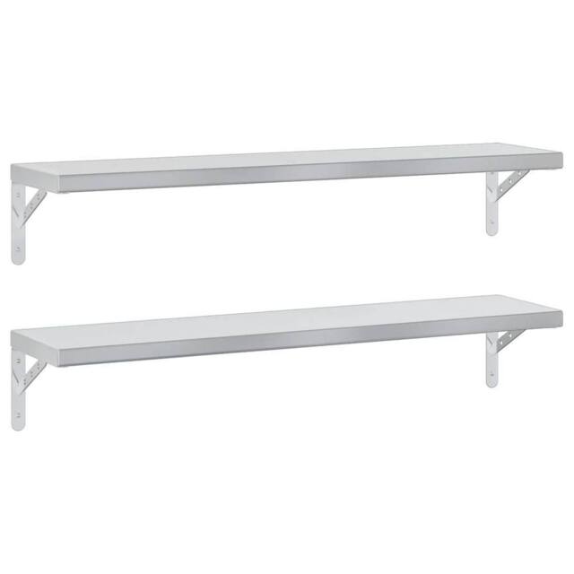 Berkfield Home Wall Shelves 2 pcs 100x23.5 cm Silver Stainless Steel - image 1