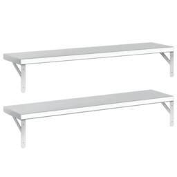 Berkfield Home Wall Shelves 2 pcs 100x23.5 cm Silver Stainless Steel - thumbnail 4