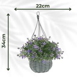 Ark Mat Artificial Floral Hanging Basket UV Resistant 34cm Indoor Outdoor in Purple - Size: 2 Pack - thumbnail 3